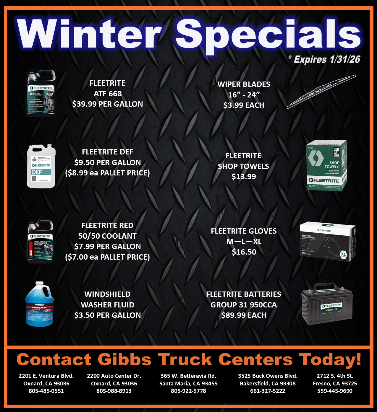 Parts Winter Specials